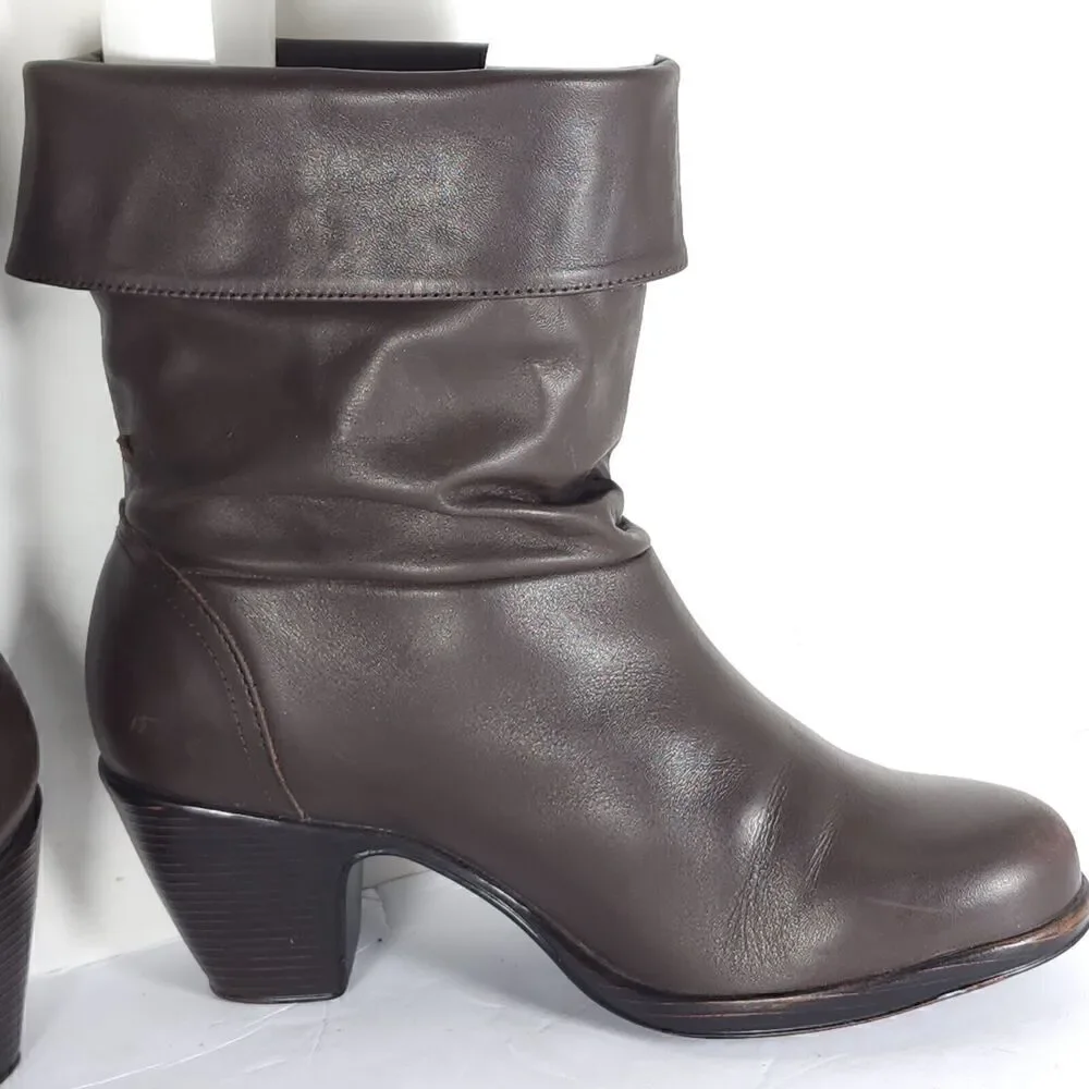 Dansko Women’s Bobbi US6-6,5 EU 37 Brown Leather Roll Down Slouch Boots